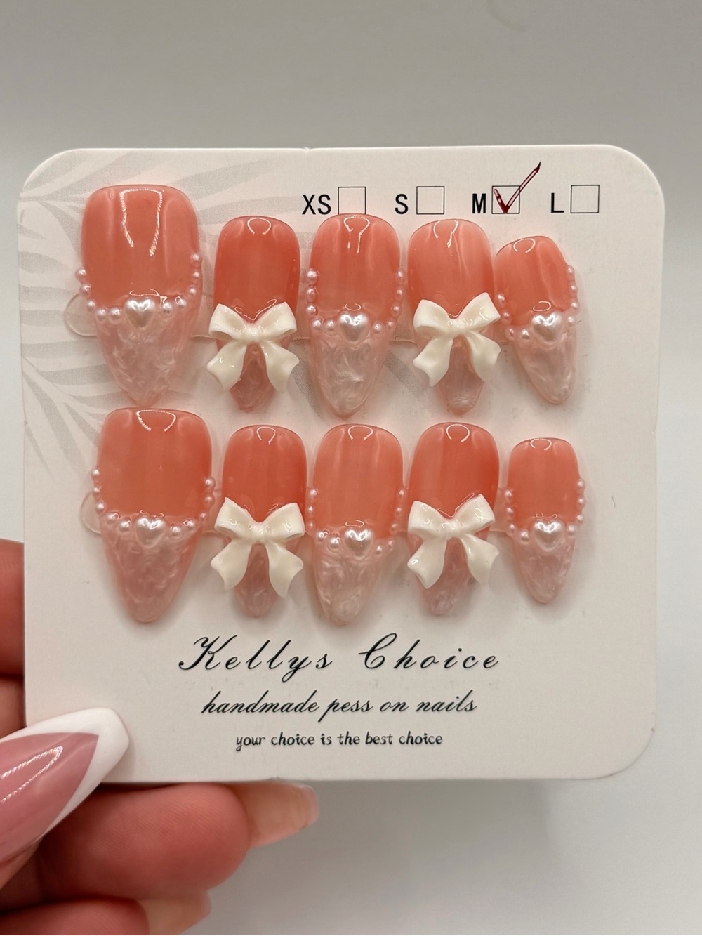 Pink Bow Press-On Nails -